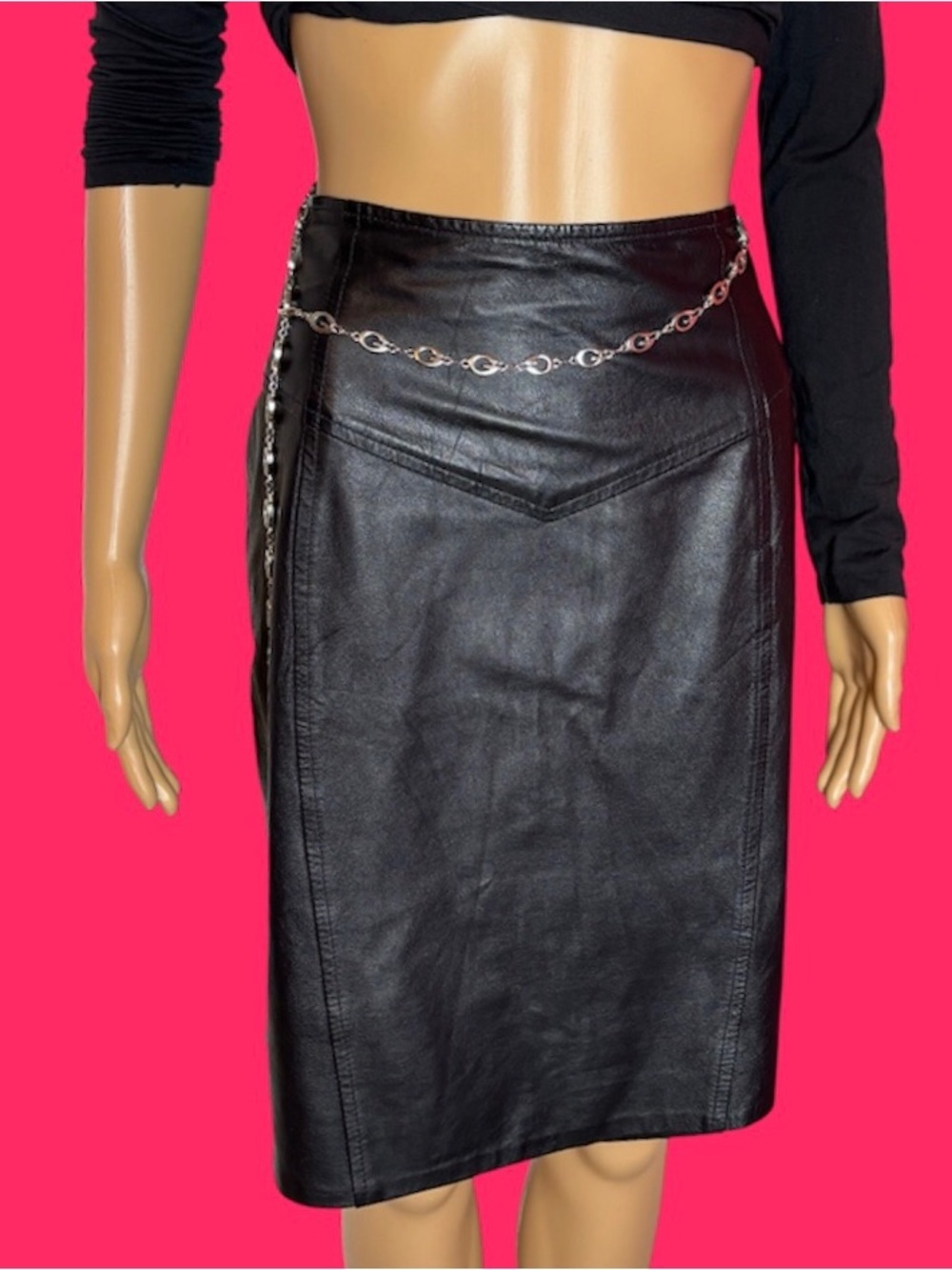 LNR High-Waist Black  Leather Pencil Skirt size 10